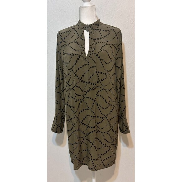 Equipment Cadence Size M Silk Stars Print Long Sleeve Dress Boho Feminine Fall - Picture 2 of 12